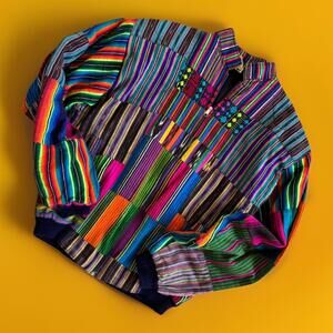 Coogi Style Made In Guatemala Patchwork Hobo Bomber Jacket |100% Cotton